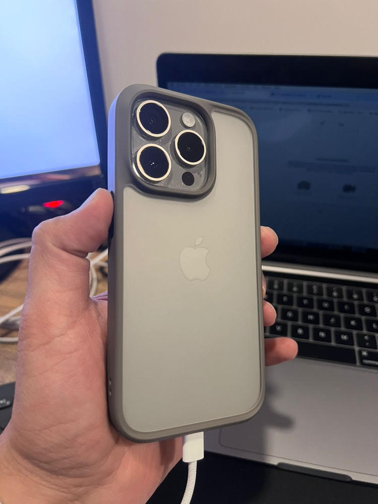 iPhone 15 Pro Guardian Case with Military Grade Drop Tested Slim Translucent Matte Case by Torras - Titanium Grey - Customer Photo From Umaid Naeem