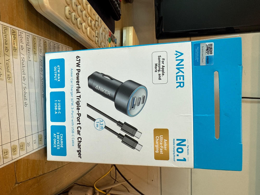 Anker 535 67W Car Charger with 1 x USB C Cable 3.3 feet 1 meter - Black - B2731HA1 - OP - Customer Photo From Saad Naseem