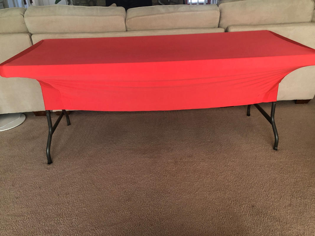 6 FT Coral Rectangular Stretch Spandex Tablecloth TableclothsFactory