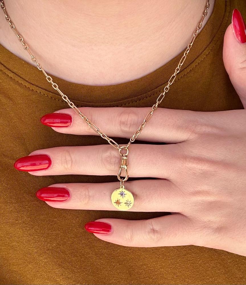BIRTHSTONE COMPASS CHARM 3 STONES - Customer Photo From Courtney Rose