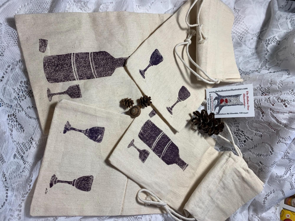 Wine - Champagne Cotton Bags Double draw-string closure - Customer Photo From HollyElisabet Therriault