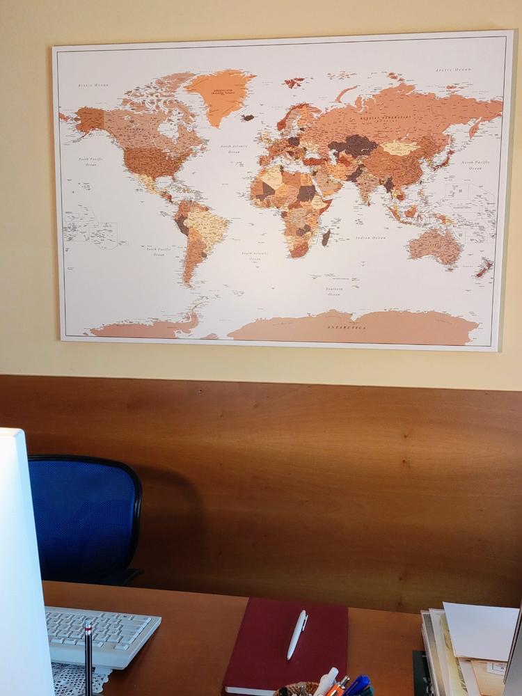 Push Pin World Map - Brown (Detailed) - Customer Photo From GIOVANNI GENESTRONI