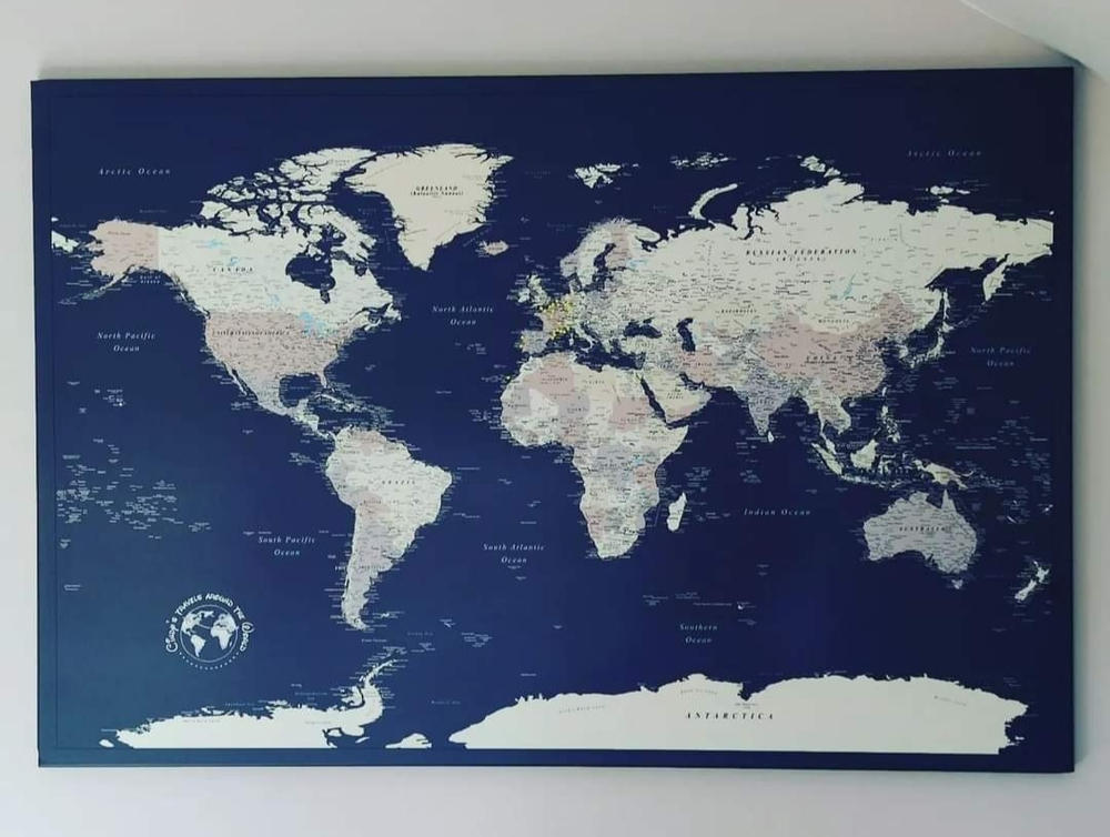 Push Pin World Map - Violet (Detailed) - Customer Photo From Cindy Gillot