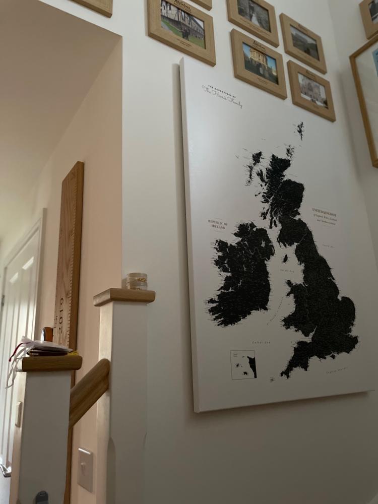 Push Pin UK & Ireland Map - White and Black (Detailed) - Customer Photo From Emma Harris