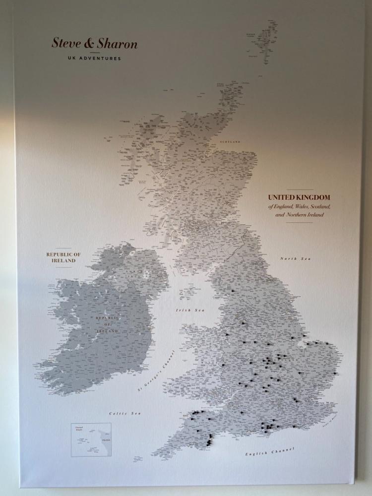 Push Pin UK & Ireland Map - Grey (Detailed) - Customer Photo From Sharon McLeod
