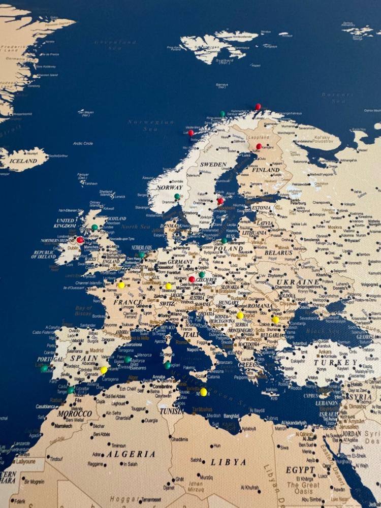 Push Pin World Map - Dark Blue (Detailed) - Customer Photo From Katarina Dukovac