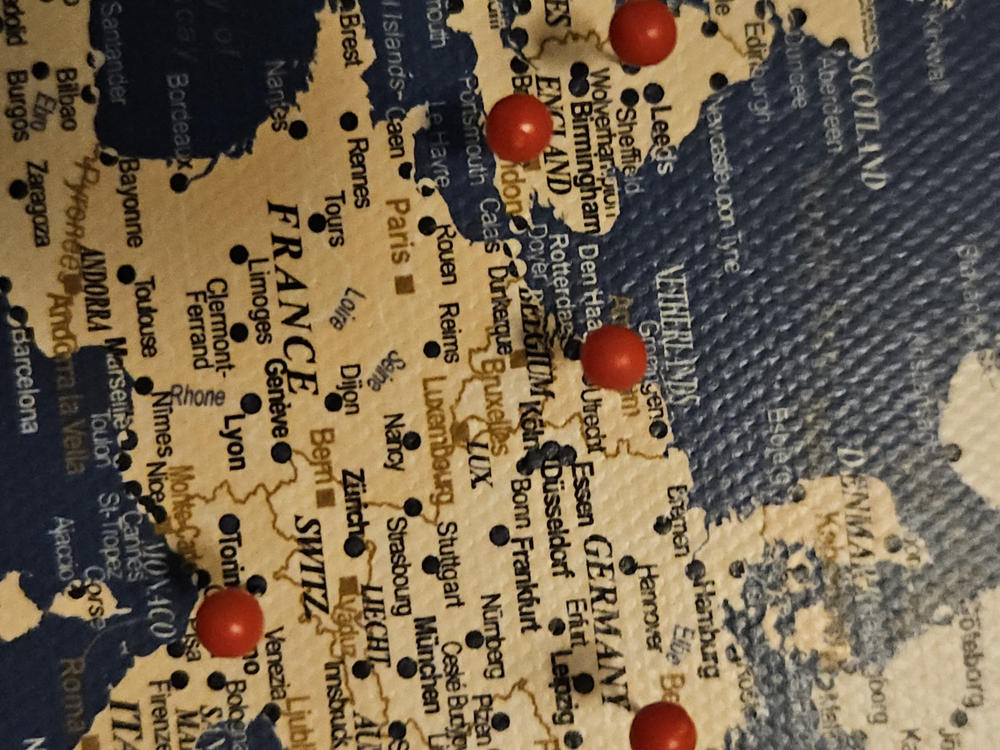 Push Pin World Map - Dark Blue (Detailed) - Customer Photo From David Stuart