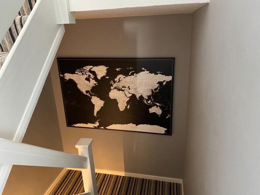 World Push Pin Map - Modern Black (Detailed) - Customer Photo From Jon Crane