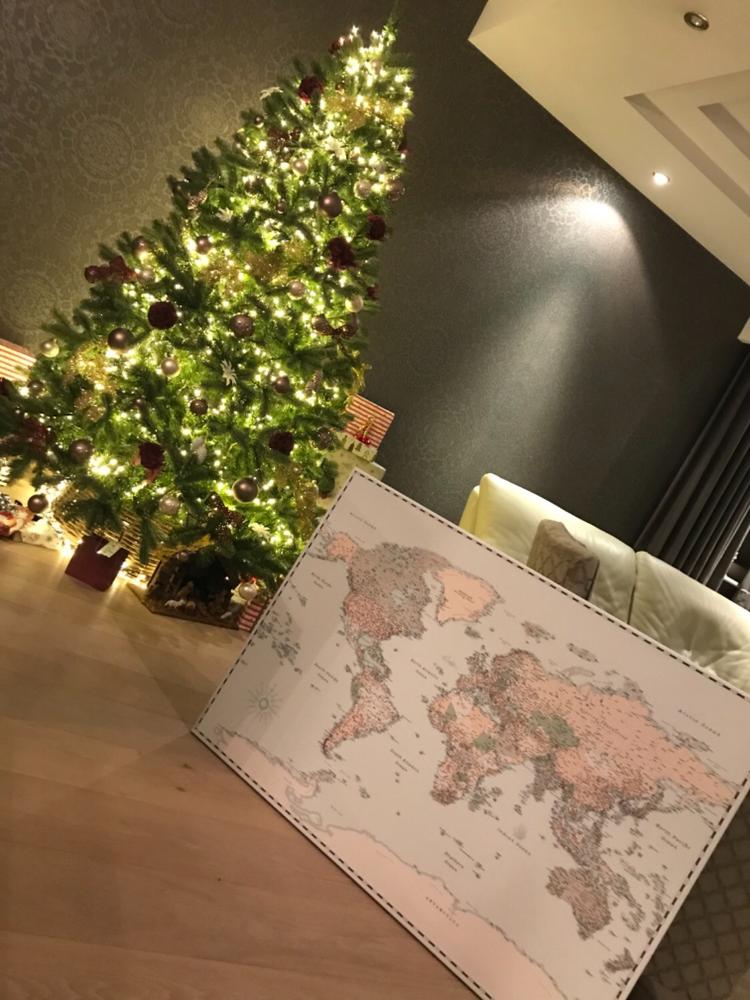 World Push Pin Map - Retro light blue (Detailed) - Customer Photo From Ann-Sophie Franssen