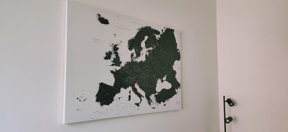 Europe Push Pin Map – Black and white (Detailed) - Customer Photo From Luca Viscito