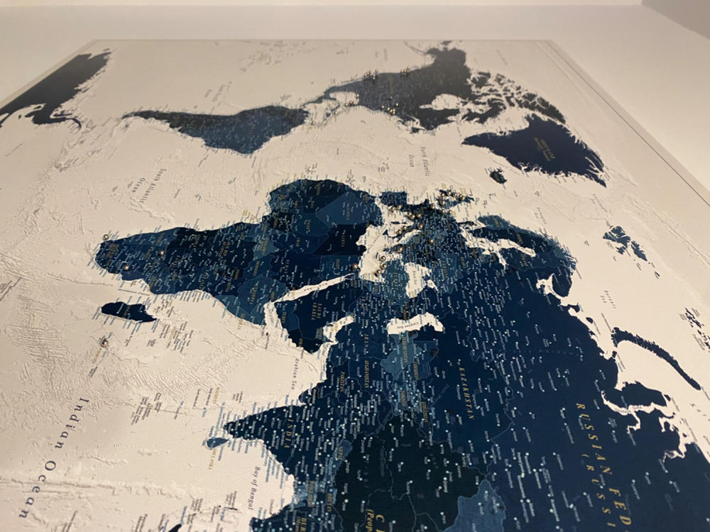Push Pin World Map - Ocean Blue (Detailed) - Customer Photo From Niamh Frizzell
