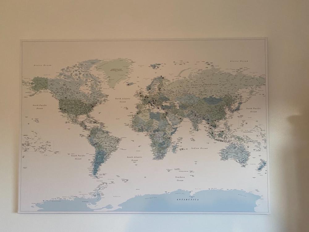Push Pin World Map - Sky Blue (Detailed) - Customer Photo From Jo Winwood