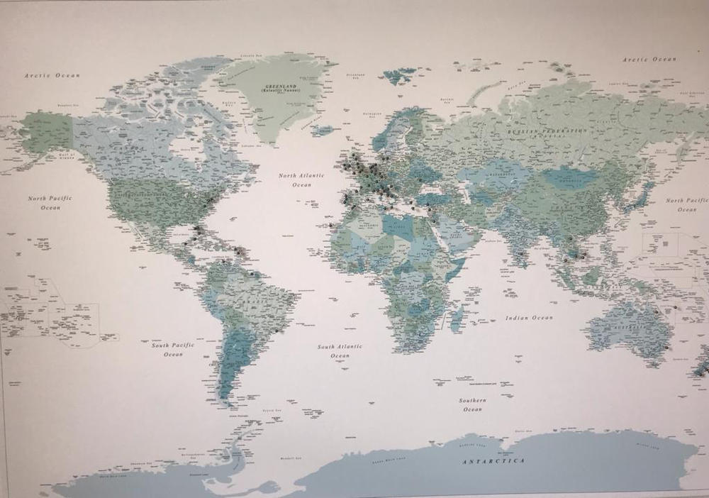 Push Pin World Map - Sky Blue (Detailed) - Customer Photo From Indre Lechtimiakyte