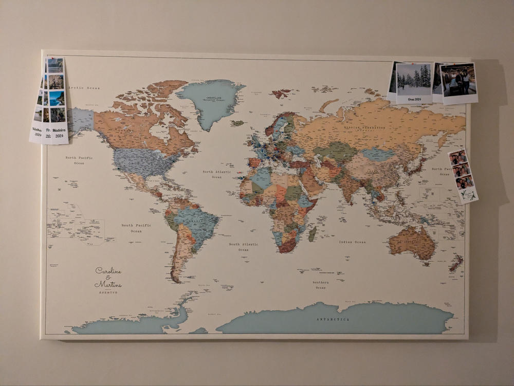 Push Pin World Map - Colorful (Detailed) - Customer Photo From Caroline Beck-Friis