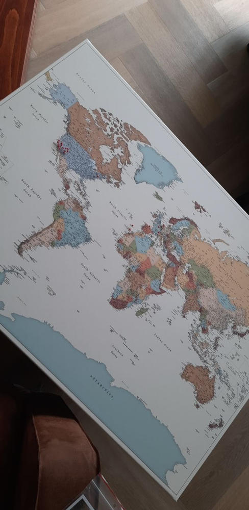 Push Pin World Map - Violet (Detailed) 
