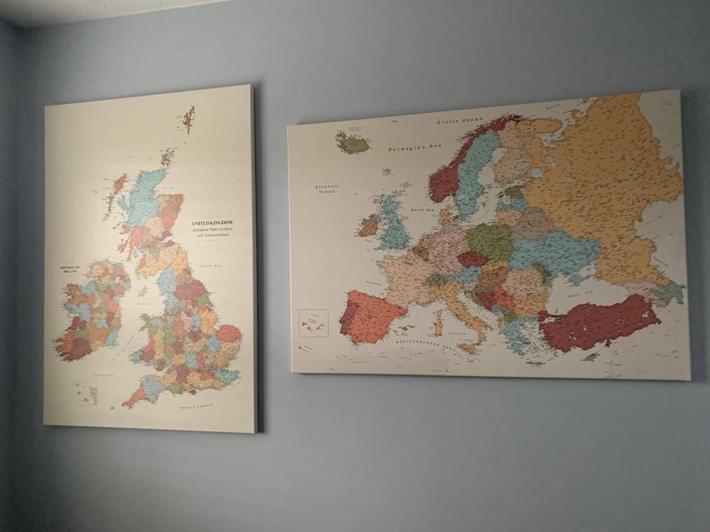 Europe Push Pin Map – Colorful (Detailed) - Customer Photo From M McAnulty