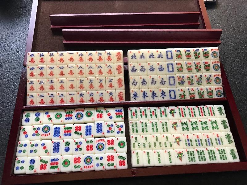 American Mahjong Set, "Classic Mini" with Portable Wooden Case, Four W