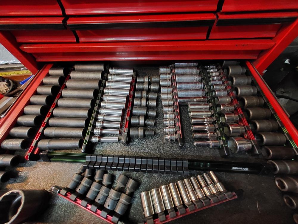 Aluminum Socket Organizer Rails With Rubber End Caps - Customer Photo From Richard M.