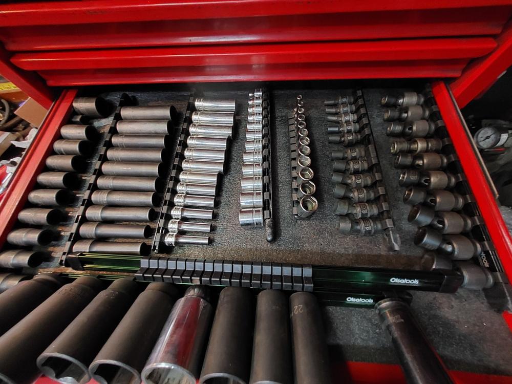 Aluminum Socket Organizer Rails With Rubber End Caps - Customer Photo From Richard M.