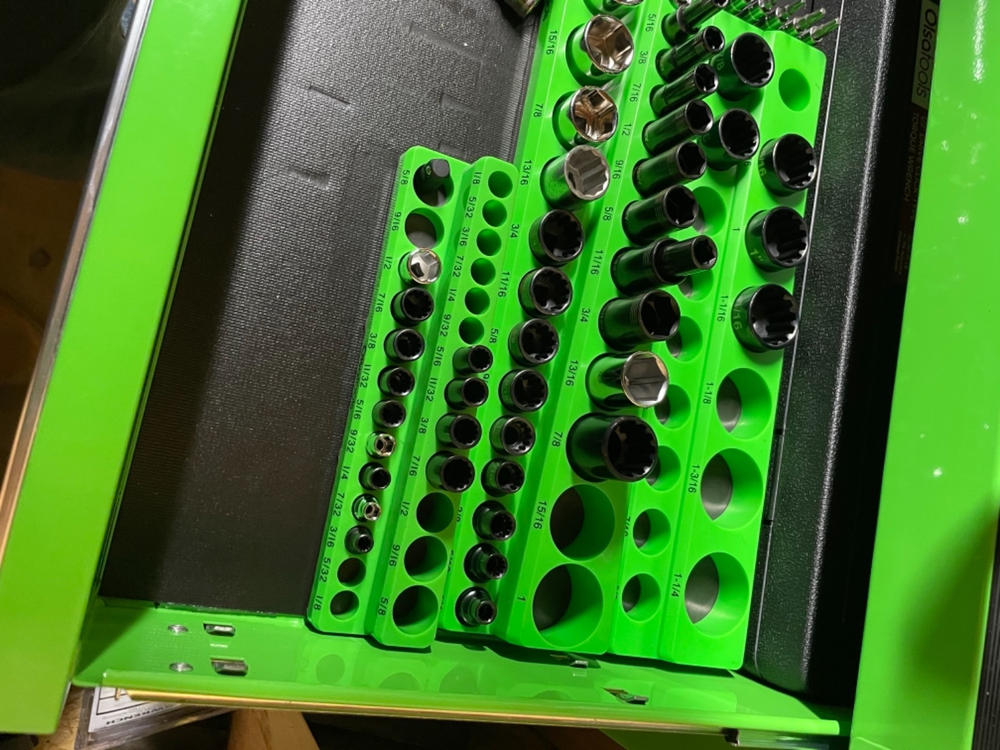 2-Row Magnetic Socket Holder Marked With Socket Sizes - Customer Photo From Tom K.