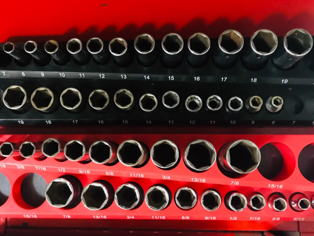 2-Row Magnetic Socket Holder Marked With Socket Sizes - Customer Photo From Danny G.