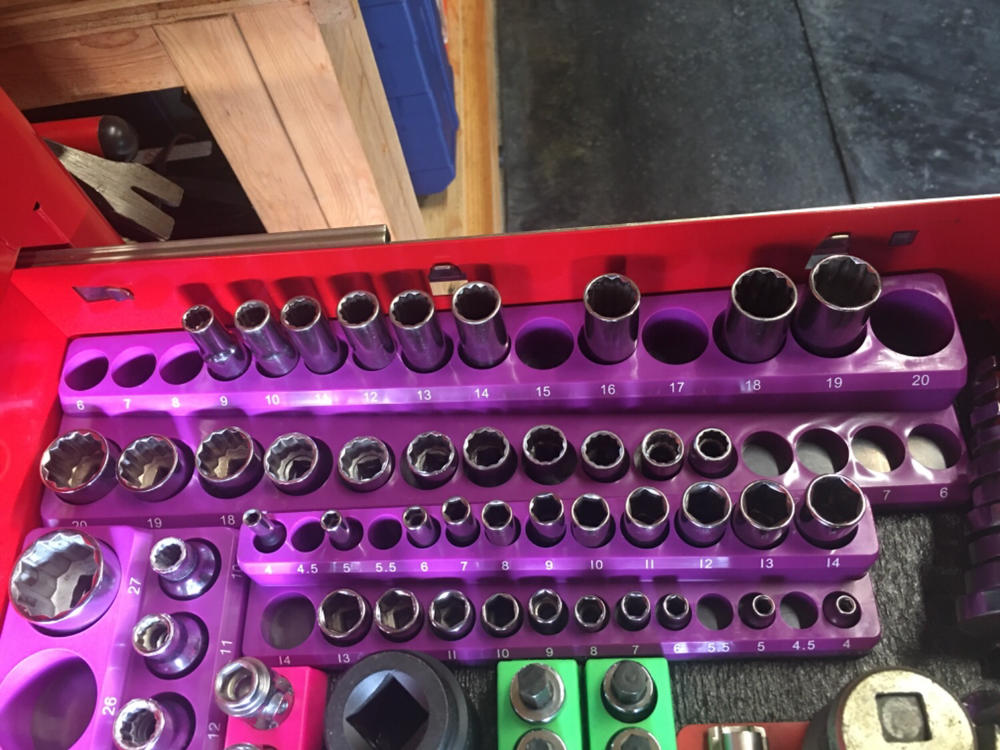 2-Row Magnetic Socket Holder Marked With Socket Sizes - Customer Photo From kevin broussard