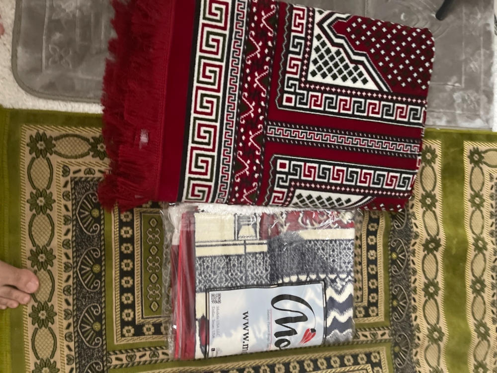 Velvet Islamic Prayer Rug Thick Kilim Style Mihrab - Red - Customer Photo From Anonymous