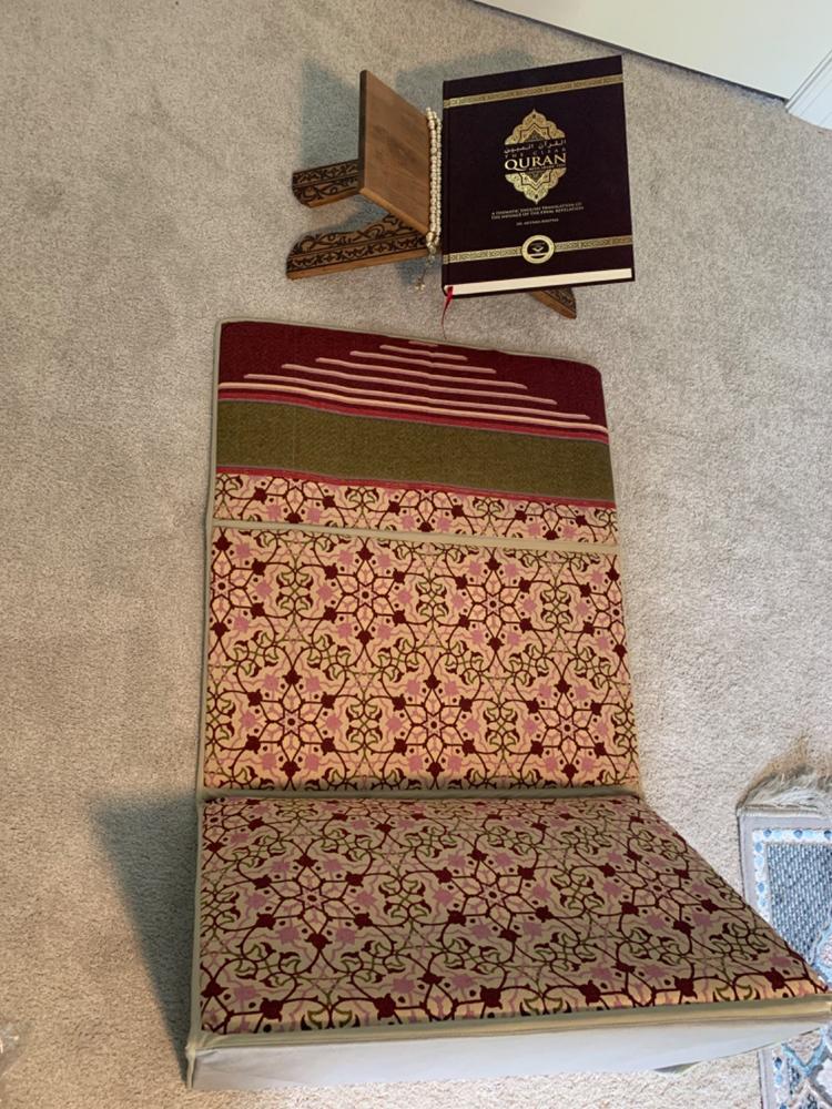 Convertible Travel Prayer Mat with Backrest - Selcuk Beige/Purple - Customer Photo From Unmoal Hamdan