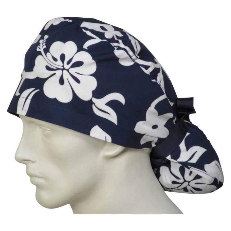 Ponytail Scrub Caps Navy Lava Flowers - Customer Photo From Lara Pate