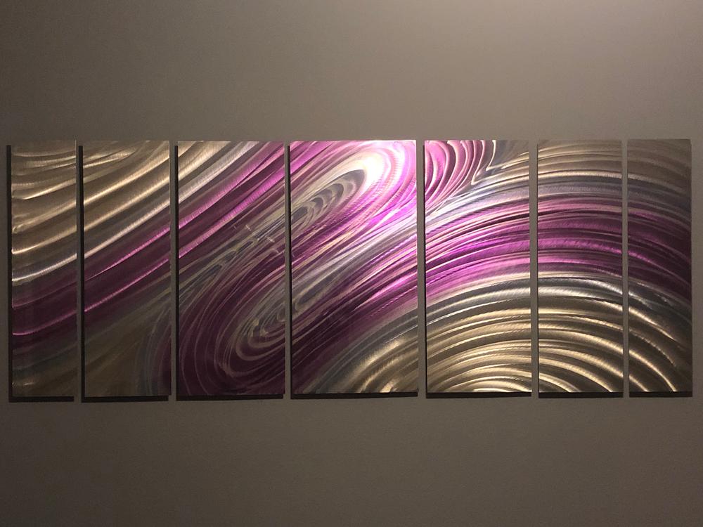 Purple Silver & Gold Abstract Metal Wall Art by Jon Allen 68