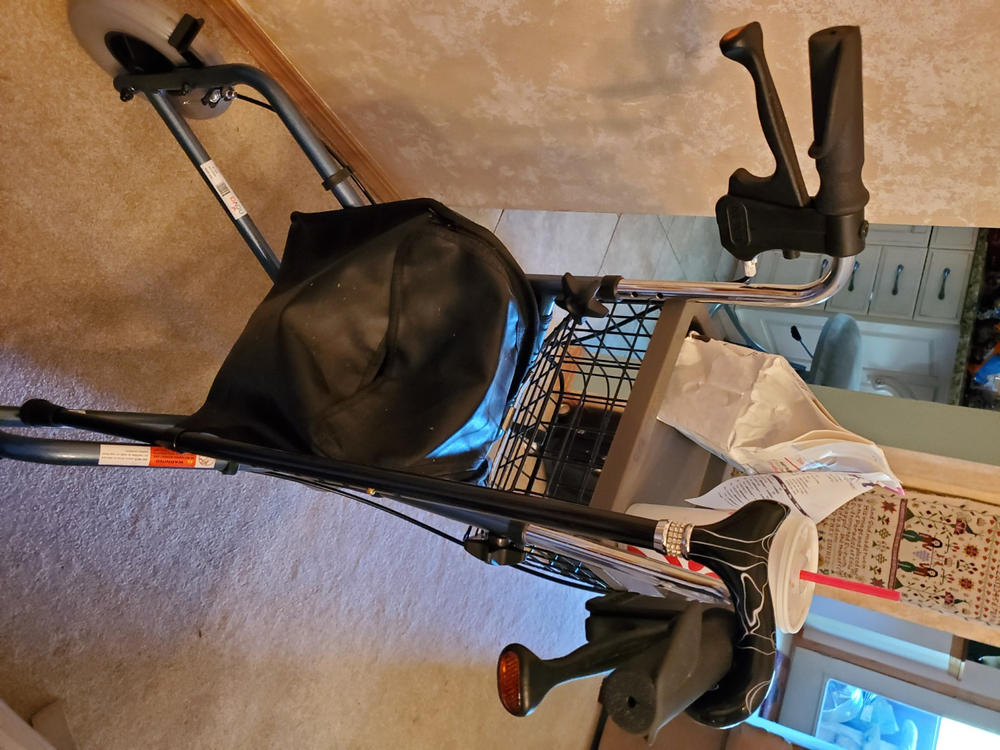 Nova Medical Traveler 3 Wheel Rollator Walker - 8” Wheels, Includes Bag, Basket and Tray - Customer Photo From Karen L.