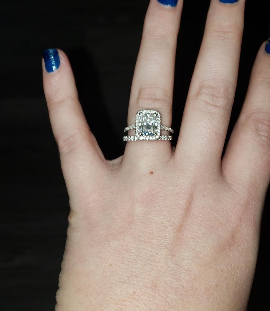 Radiant-cut Moissanite Engagement Ring, 3 CTW 14k Gold - Customer Photo From Anonymous