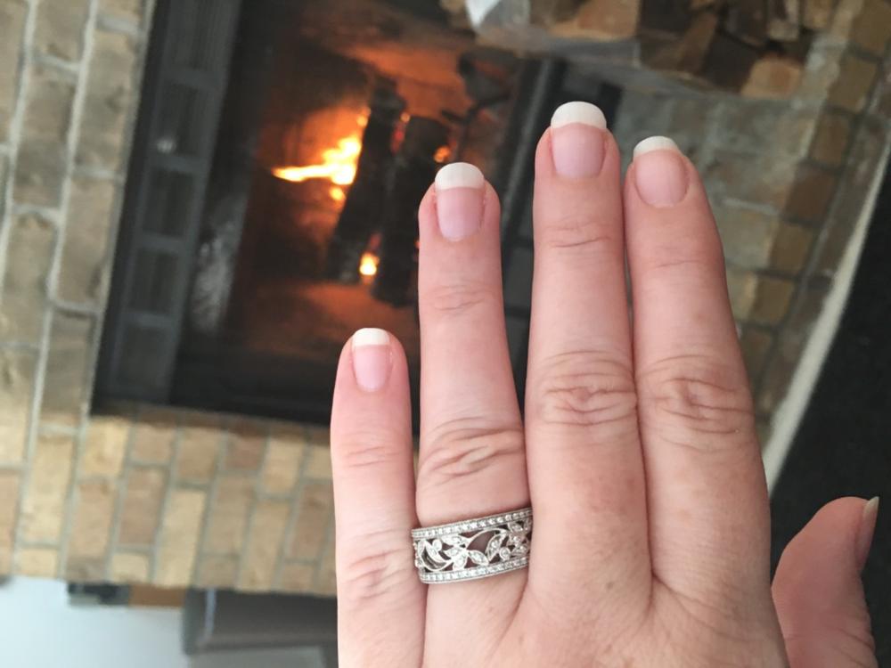 Vintage Style Diamond Fashion Floral Band 1/4 carat (ctw) in 14K White Gold - Customer Photo From Aaron M.