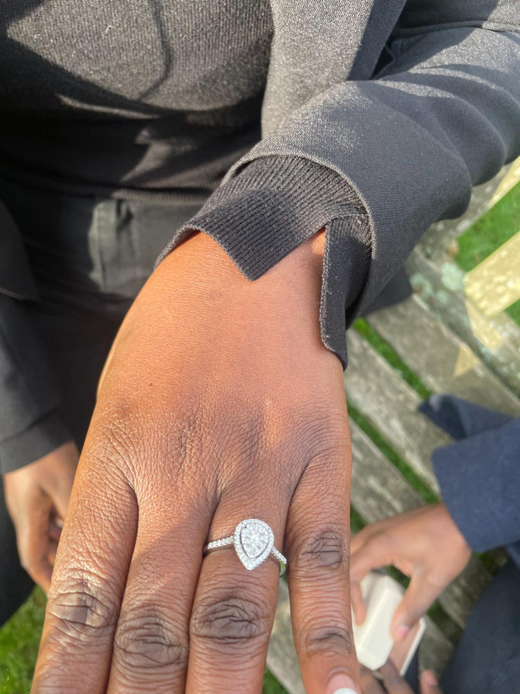 Diamond Pear Cluster with Halo Ring - Customer Photo From Espoir M.