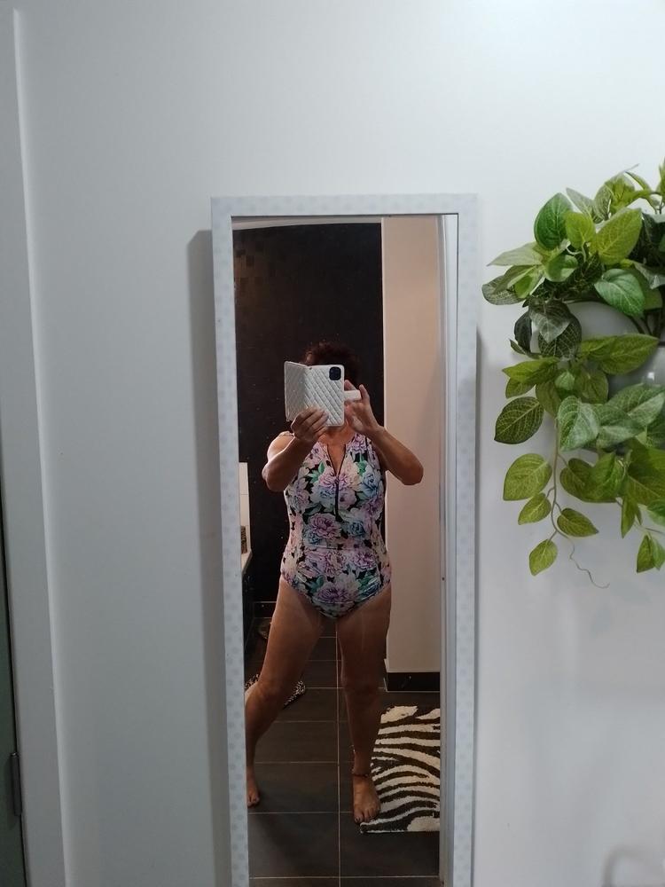 Positano Black Frill Sleeve One Piece - Customer Photo From Jackie Snookes