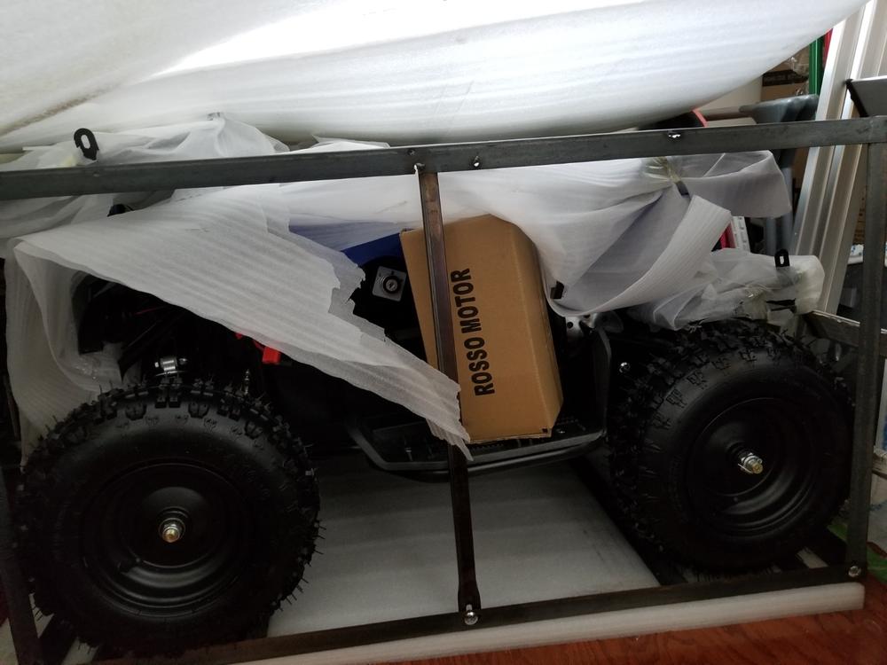 equad x navy blue 800w utility atv 4 wheeler for kids