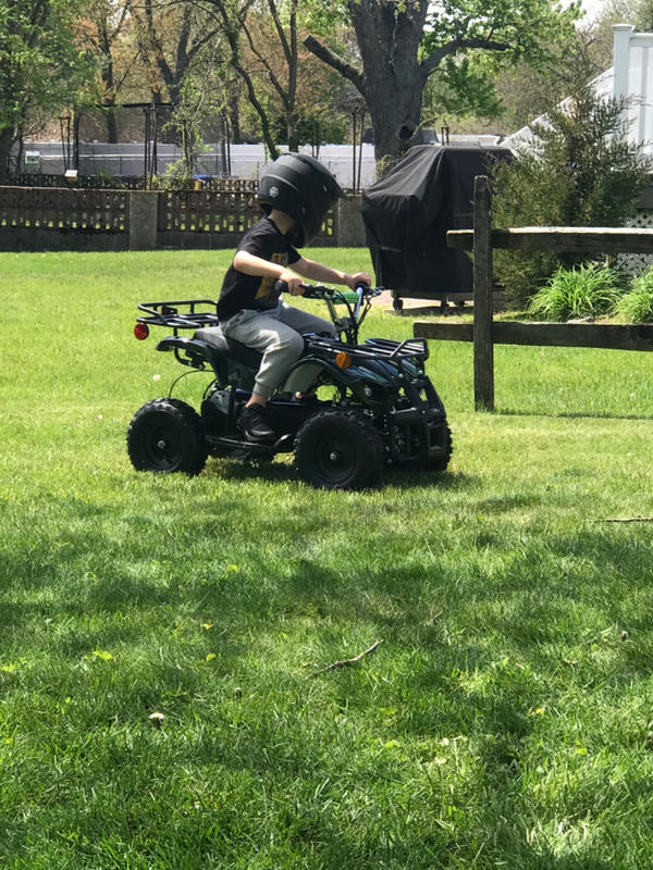 equad x navy blue 800w utility atv 4 wheeler for kids