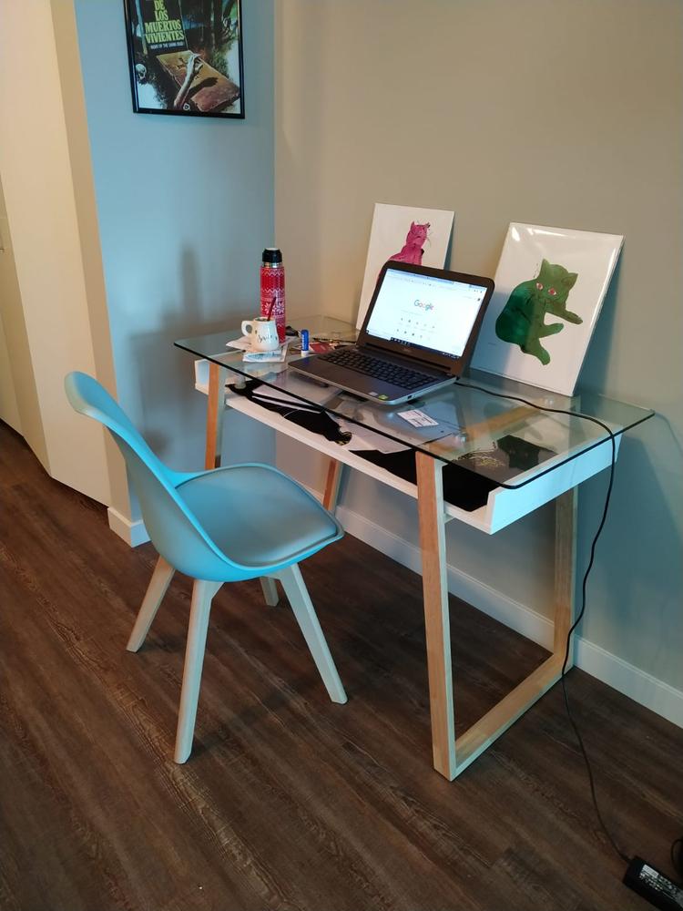 Segovia Glass Top Desk Poly Bark