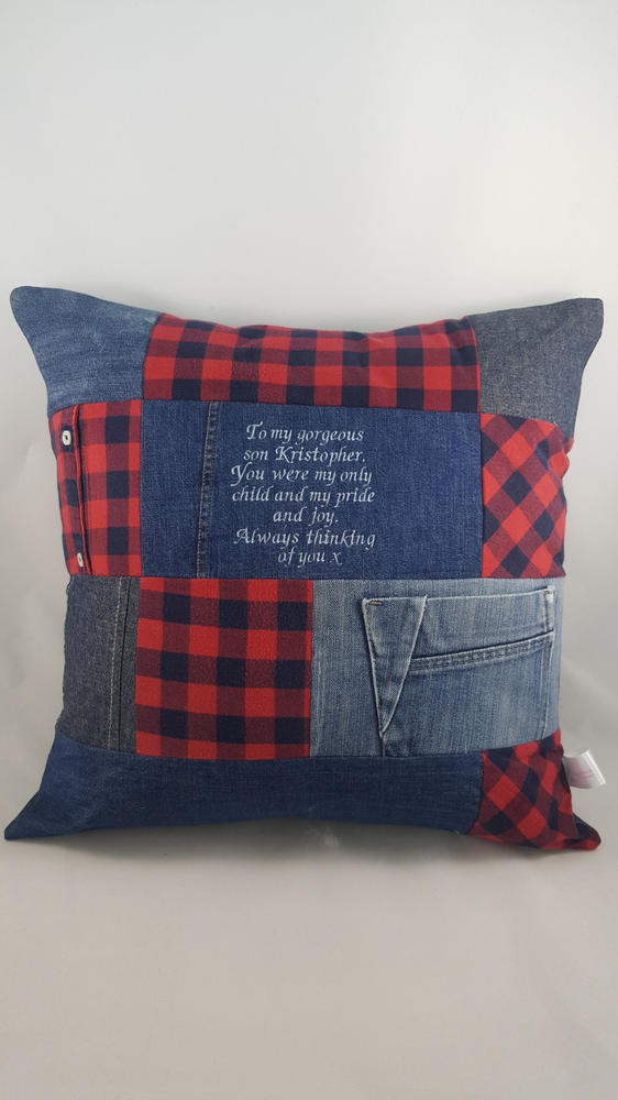 Memory Cushion - Larger Squares Patchwork Style - Customer Photo From Senga Austin