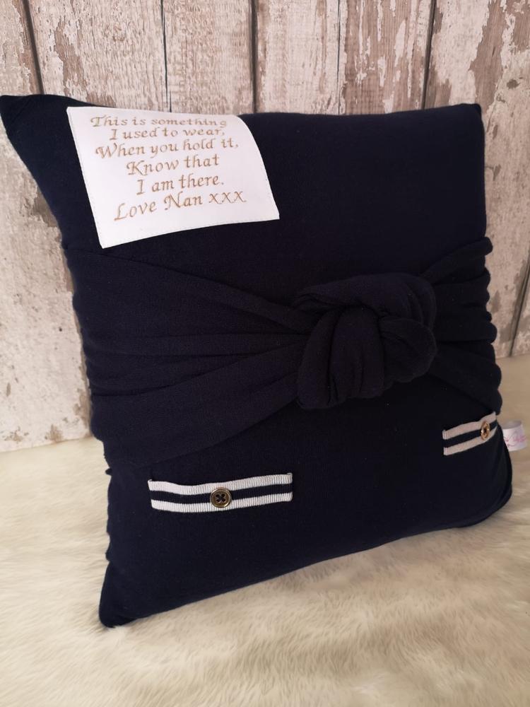 Memory Cushion - Tied Knot Design © - Customer Photo From Claire Cranfield