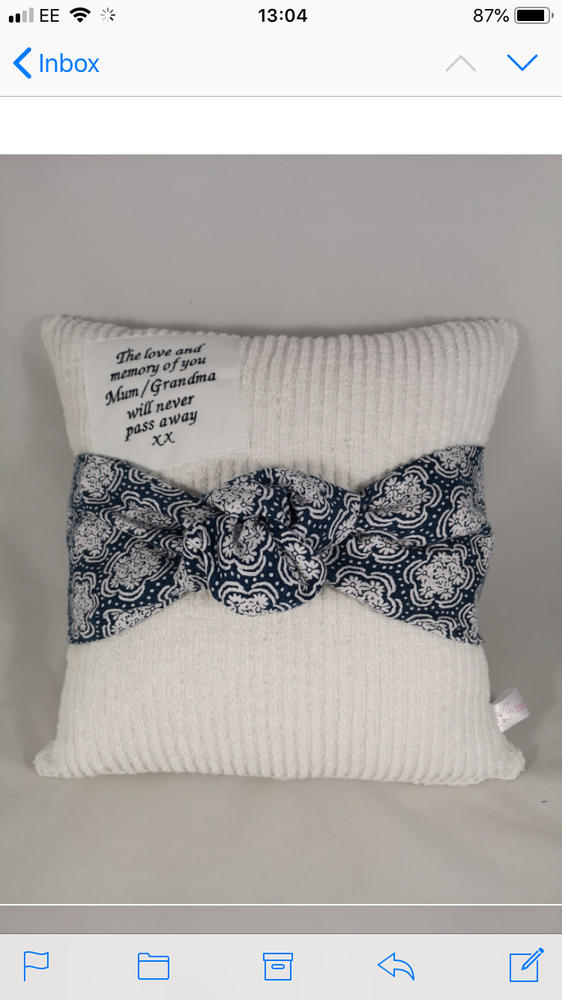 Memory Cushion - Tied Knot Design - Customer Photo From Saffron Brady