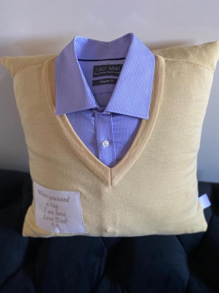 Memory Cushion - Collared Shirt Design - Customer Photo From Gillian Kershaw-Taylor