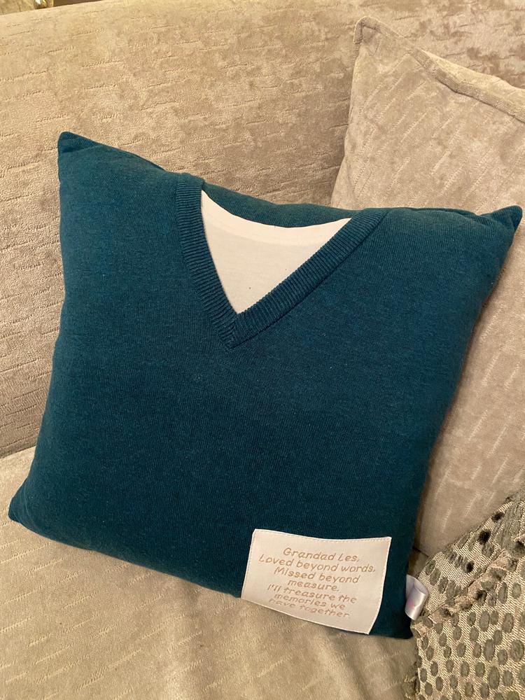 Memory Cushion - Shirt/Waistcoat/Jumper Cushion - Customer Photo From Charlee