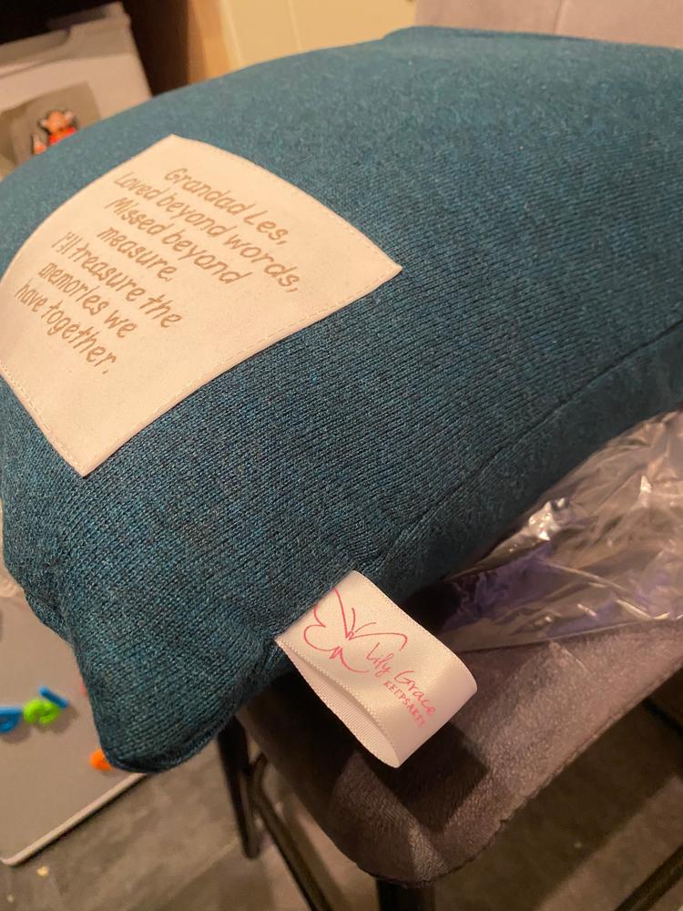 Memory Cushion - Shirt/Waistcoat/Jumper Cushion - Customer Photo From Charlee