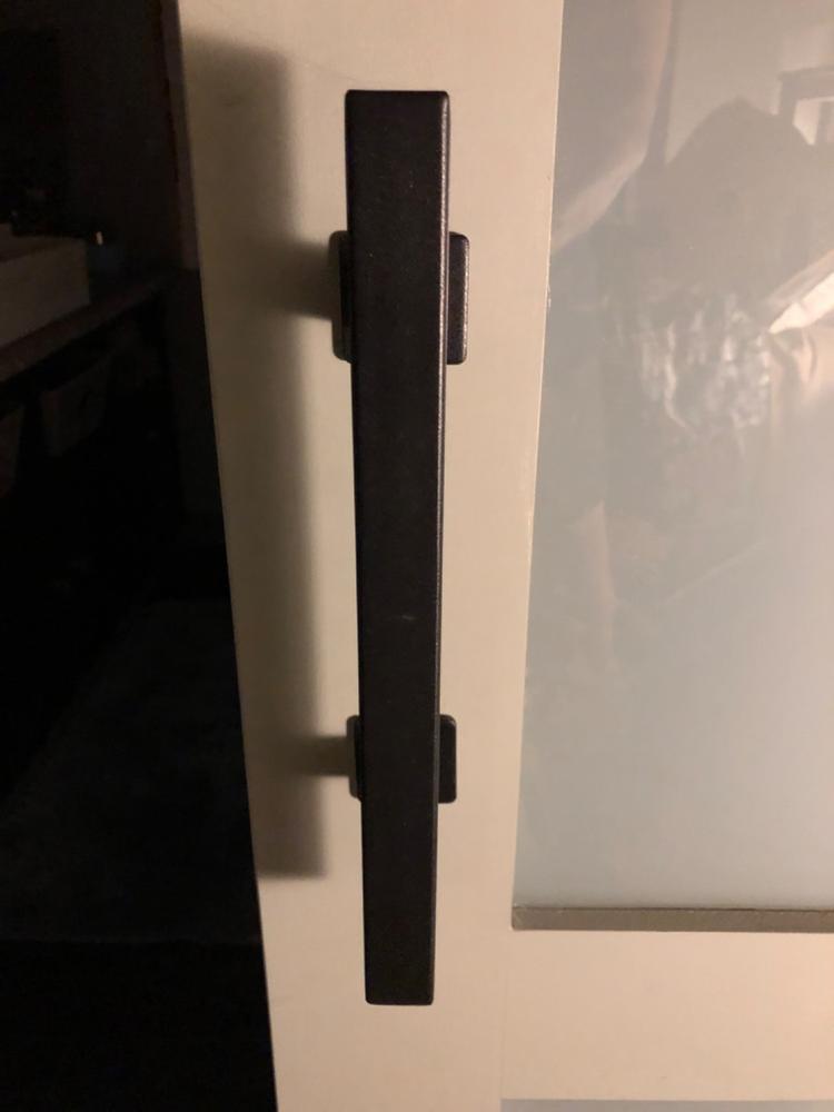 12" Square Barn Door Pull with Flush Plate & Latch | Matte Black - Customer Photo From Roxanne M.