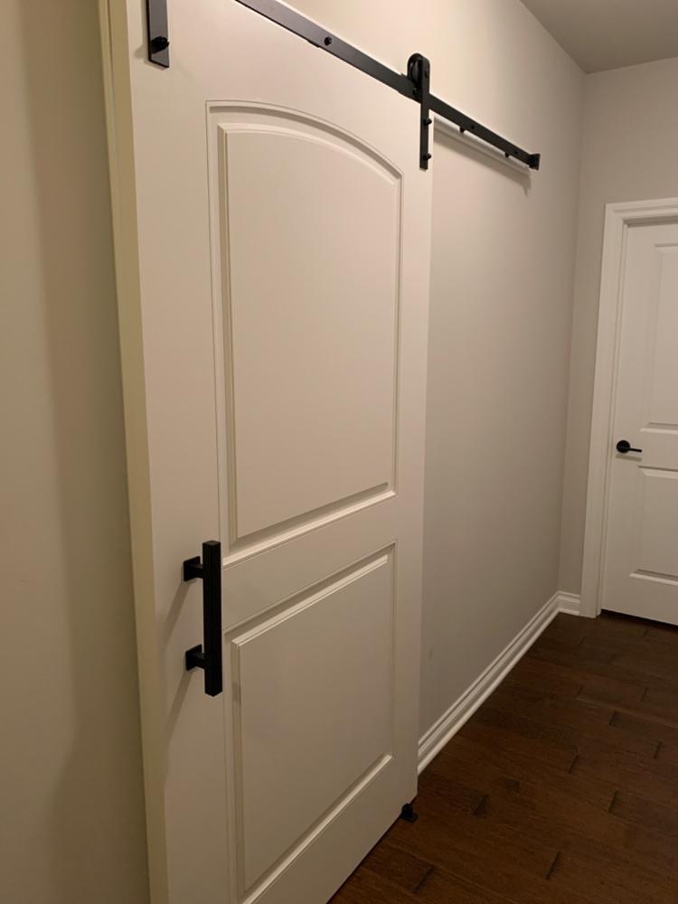 12" Square Barn Door Pull with Flush Plate & Latch | Matte Black - Customer Photo From Angela M.