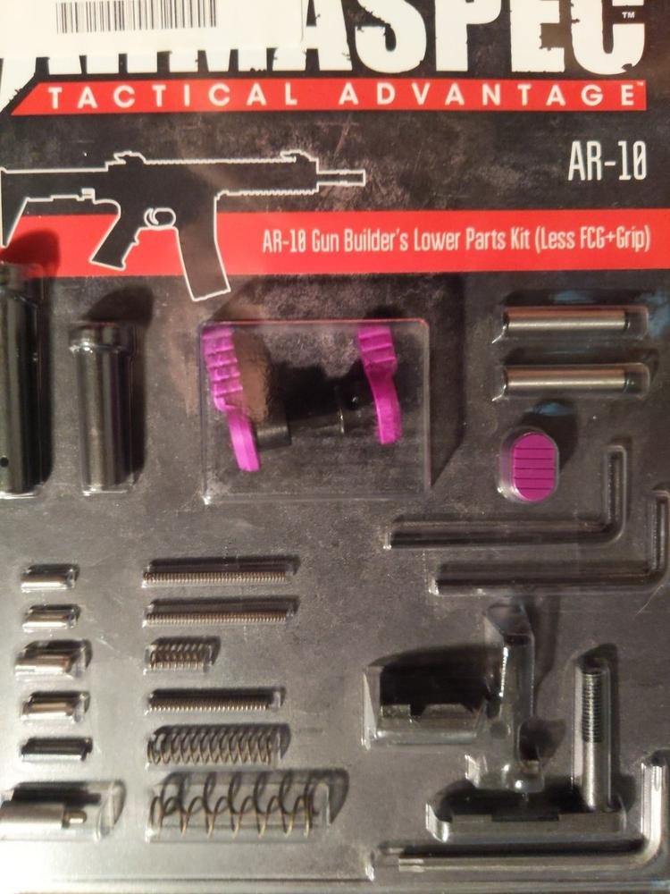 Armaspec AR-10 Gun Builders Stainless Lower Parts Kit - Purple - Customer Photo From David Staal
