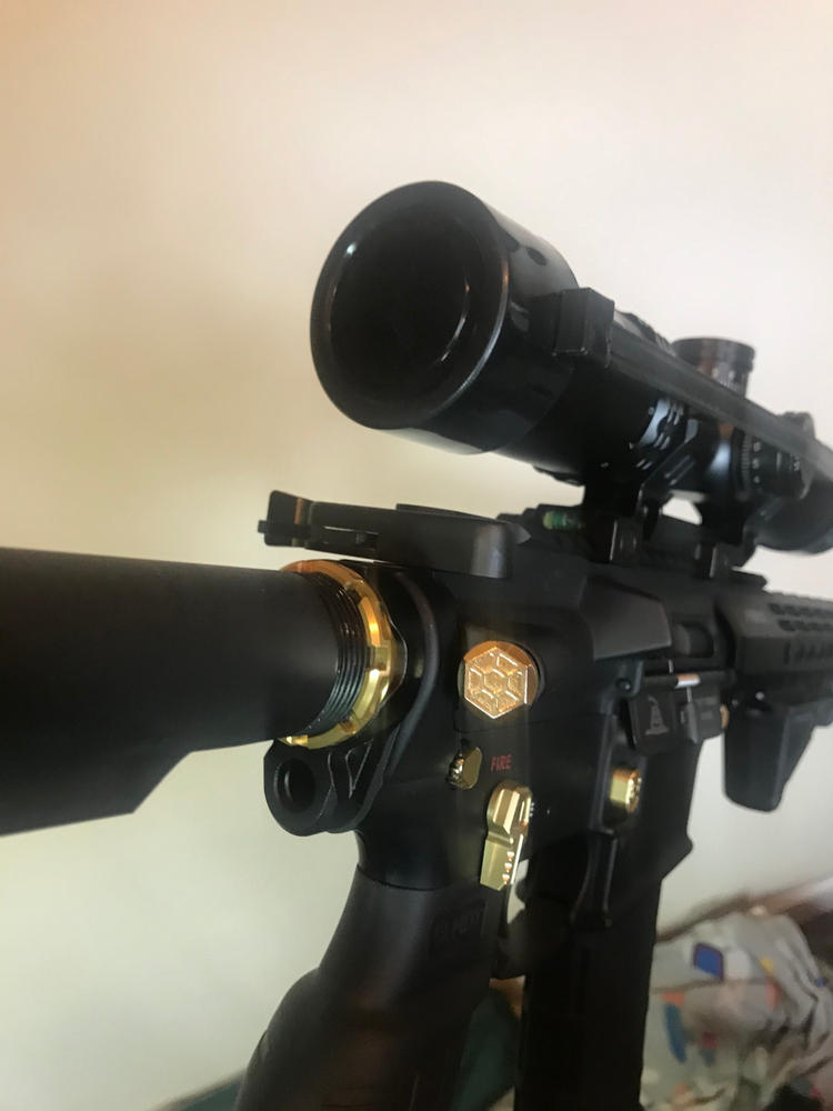 Fortis LE Lightweight Enhanced AR15 End Plate System - K1 - Castle Nut (Tapered) - Gold - Customer Photo From Brian Blais