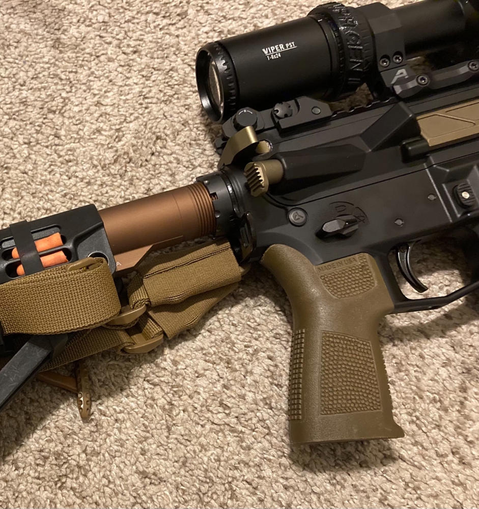 Strike Industries AR-15 Lightweight Extended Forward Assist - FDE - Customer Photo From Alejandro Serrano