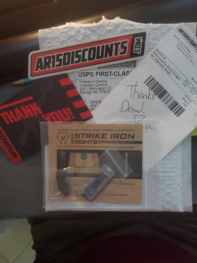 Strike Industries Glock Iron Sight Set - Suppressor Height - Customer Photo From Drew Godfredsen